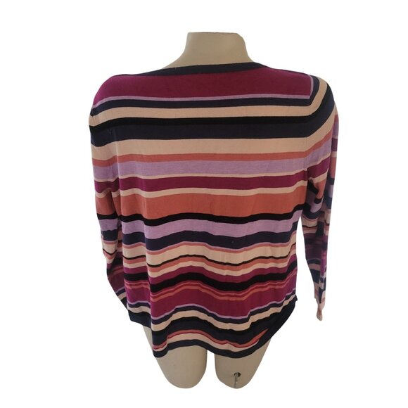 Chicos Womens 2P Multicolor Striped Long-Sleeve‎ Scoop Neck Top - Picture 5 of 7